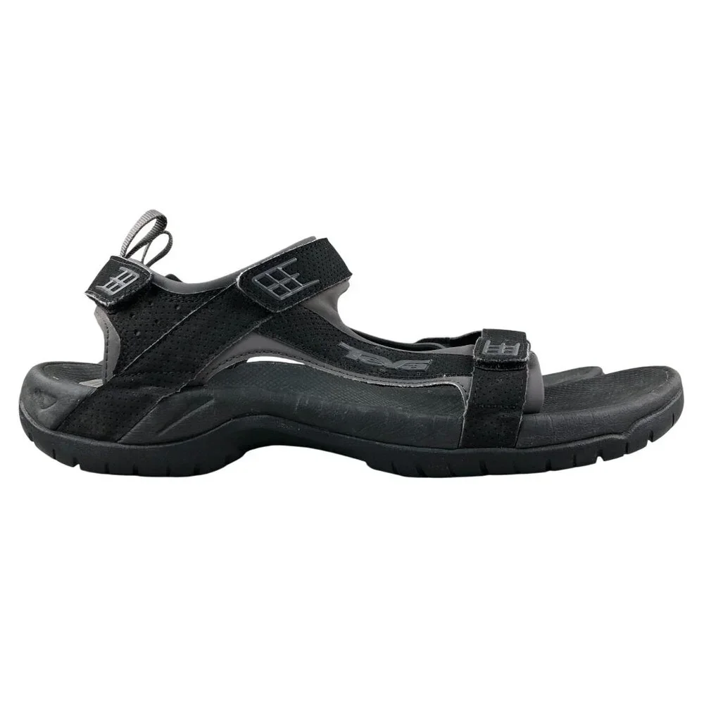 Teva Men's Size 13 Minam Black Open Toe Easy Hook & Loop Outdoor Hiking Sandals